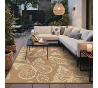 GENIMO Large Outdoor Rug 270x360cm Waterproof Reversible Recycled Plastic | Washable Garden Carpet, Modern Outside Mat for Out Door, Patio, Picnic Brown & Beige