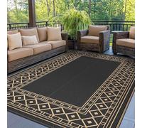 GENIMO Outdoor Rug, 180 x 275 cm Garden Rugs Outdoor Waterproof Reversible Washable UV Resistant Carpet Modern Large Area Rugs for Patios, Garden, RV, Picnic, Backyard, Balcony, Black Brown