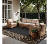 GENIMO Outdoor Rug 240 x 300 cm, Extra Large Waterproof Reversible Garden Rug, UV Resistant & Washable Plastic Carpet for Patio, RV, Picnic, Backyard, Balcony, Black Brown