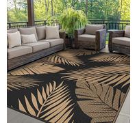 GENIMO Outdoor Rug 240x300cm - Large Reversible Waterproof Garden Rugs, Washable Patio Carpet, UV Resistant, Recycled Plastic Outdoor Mat for Picnic, Backyard, Black & Brown