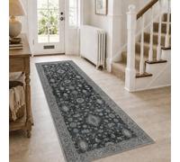 GENIMO Runner Rug for Hallways Machine Washable, 2x10 Non Slip Boho Vintage Entryway Lightweight Runners, Carpet Floor Runners for Kitchen Bathroom Laundry Room, Charcoal