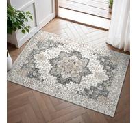 GENIMO Small Machine Washable Rugs 60x90cm, Non-Slip Doormat, Vintage Boho Bedside Area Rugs, Low Pile, Traditional Oriental Printed Design, Entrance, Entryway, Corridor, Retro White Khaki