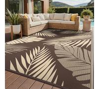 GENIMO Waterproof Reversible Outdoor Rug 180x270cm Coffee Beige | Recycled Plastic , Washable UV Resistant Plastic Carpet, Modern Outside Mat for Patio, Balcony, Backyard, Picnic, RV