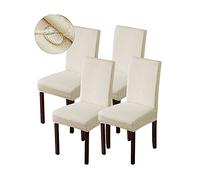 Genina Waterproof Chair Covers for Dining Room Dining Chair Covers Kitchen Parsons Chair Covers (Beige, 4 PCS)