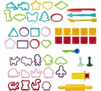 Genio Kids Big Modelling Clay & Dough Accessories Set 50 Pieces - Shapes, Tools and Cutters, Plasticine Moulds, Air Dry Clay Tools for Children 3+, Kids' Creative Play & Arts and Crafts Set XXL