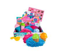 Genio Kids Magic Sand Set - Ice Cream & Cupcakes Moulds - 2.2lb/1kg of Non-Toxic Sensory Sand with 8 Accessories - Pink & Blue - Gift for Creative and Educational Play for Kids Ages 3+