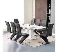 genisimo large gloss extending dining table 8 demi z black chairs