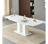 genisimo large high gloss extending dining table in white