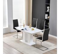 genisimo small gloss extending dining table 4 symphony black chairs