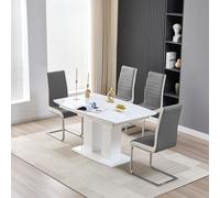 genisimo small gloss extending dining table 4 symphony grey chairs