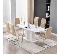 genisimo small gloss extending dining table 6 symphony taupe chairs
