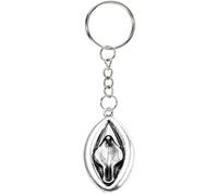 Genitalia Penis Keyring Metal Joke Keychain Gift Vagina Nude Phallic Vulva Dick Bag Keys Rude Silly Gag Silver Accessory Private Parts Body Anatomy Key Ring Chain