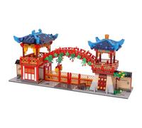 Geniteen Chinese Architecture Building Blocks Set,Tang Dynasty Series 1, Building Set Model Kit and Gift for Kids and Adults Gift for Birthday, Christmas and New Years (Cross Rainbow Pavilion)