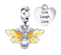 Geniun S925 Butterfly Bead Charm Pendant Fit for Pandora Bracelets | Anniversary Birthday Age Gift Valentine Gift for Women, Mum, Sister. Daughter, Wife