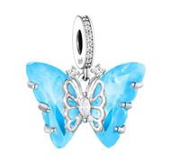 Geniun S925 Butterfly Bead Charm Pendant Fit for Pandora Bracelets | Anniversary Birthday Age Gift Valentine Gift for Women, Mum, Sister. Daughter, Wife