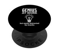 GENIUS AT WORK But Easily Distracted By Snacks Funny Brain PopSockets Adhesive PopGrip