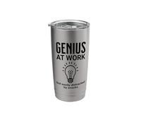 Genius AT Work But Easily Distracted By Snacks Funny Brain Stainless Steel Insulated Tumbler