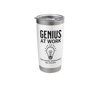 Genius AT Work But Easily Distracted By Snacks Funny Brain Stainless Steel Insulated Tumbler