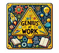 Genius at Work Sticker for Kids Room - Motivational Vinyl Decal for Children's Study Area & Bedrooms - Door or Wall - Easy to Apply & Remove - Bright and Playful Design - Fun & Colorful