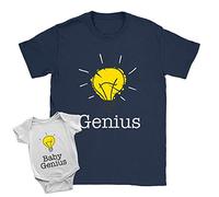 Genius + Baby Genius Duo Babygrow and T-Shirt 0-3m Babygrow |2XL T-Shirt White + Navy New Baby Arrival Father Funny Gift