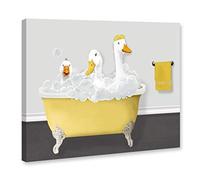 Genius Decor - Canvas Print Ducks Bath Ducks Bathroom Wall Decor Yellow Grey Animal Shower In Bathtub