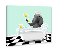Genius Decor - Elephant Bath Shower Bathroom Wall Art Print Canvas Art Print (Elephant)