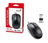Genius DX-120 Wired USB Type-C Plug and Play Mouse, 1200 DPI Optical Tracking, 3 Button with Scroll Wheel