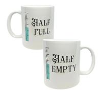 Genius Gifts Ceramic Two-Faced Mug, 11 oz, Half Full and Half Empty Design. This Fun Mug is a Humorous Gift Idea for The Optimist or Pessimist in Your Life.