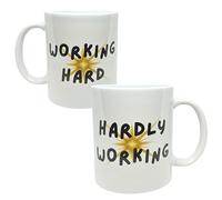Genius Gifts Ceramic Two-Faced Mug, 11 oz, Working Hard and Hardly Working Design. A Fun Office Humour Gift idea for Colleagues.