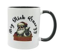Genius Gifts Funny Ceramic Mug, Black & White 11 oz, with Funny 'Big Nick Energy' Print with Cool Santa Design, Fun Stocking Filler or Secret Santa Gift Idea