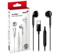 Genius HS-M365B USB-C In-Ear Wired Earbuds with In-Line Microphone and Volume Controls Black