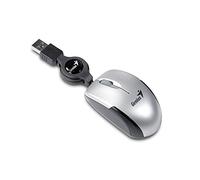 Genius Micro Traveller Laptop Optical Mouse with Scroll Wheel USB 1200 DPI 3 Buttons with Rollable Cable 74 mm Silver