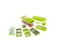 Genius Nicer Dicer Smart (12 Pcs.) In Green - Vegetable Cutter For Cubes, Sticks, Slices, Strips And Quarters - Salad Cutter Mandolin Cucumber Slicer