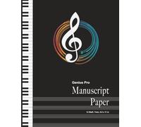 Genius Pro Premium 12 Staff Manuscript Paper Notebook - Black: 8.25 x 11 in, 208 pages, 7mm, 12 staff / stave
