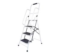 Easylife Safety Folding Step Ladder, 4 Step Ladder, Strong, Non-Slip Rubber Steps With Rail Support And Grip Tight Ridges, 96x159cm - Safety Step Ladders By Easylife Lifestyle Solutions