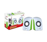Genius SP-U115 USB Powered Multimedia Stereo PC Computer Speakers - White/Green