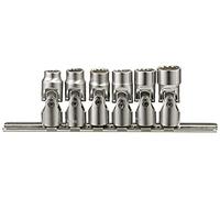 Genius Tools 6 Piece 1/4" Drive SAE Universal Hand Socket Set (12-Point), CR-V Steel - US-206S