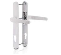 Genius® Upvc Door Handle Set White Sprung Lever/Lever - 92mm PZ Centres - 210mm Screw Centres - 243mm x 33mm Backplate