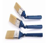 Genixart Extendable Paint Brushes for Walls & Ceiling - Long Handle Wood Stain Brush for Fence - Multi Angle Adjustable Masonry PaintBrushes for Varnish & Limewash (3 Pack, Big Sizes)