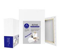 Genixart White Blank Stretched Canvas, Primed Professional Artist Canvases for Acrylics & Oils Painting (20x25cm / 8"x10" (6Pack))