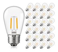 Genixgreen 25 Pack Outdoor String Light Bulbs,S14 1.5W ES E27 Screw Bulb | Decorative Filament Bulb for Festoon/Backyard/Patio/Garden,Clear Glass,2700k Warm White,10W-15W Equivalent,Non-dimmable