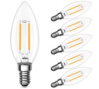 Genixgreen E14 LED Light Bulb,Small Edison Screw SES Candle Bulbs 25W-30W Equivalent,2.5W Filament Decorative Energy Saving Bulb for Chandelier,Warm White 2700K,300 Lumen,Non-dimmable,6 Pack