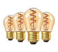 Genixgreen E27 LED Edison Bulbs 3W Vintage Filament Edison Screw ES Bulb G45 Decorative Golf Ball Light Bulbs,25W-30W Incandescent Equivalent,2200K Warm White, Amber Glass,Non-dimmable,4 Pack