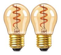 Genixgreen E27 LED Edison Bulbs 3W Vintage Filament Edison Screw ES Bulb G45 Decorative Golf Ball Light Bulbs,25W-30W Incandescent Equivalent,2200K Warm White, Amber Glass,Non-dimmable,2 Pack