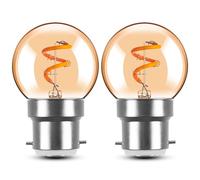 Genixgreen Vintage Bayonet LED Light Bulbs B22 1W Mini Globe BC Bulbs Low Wattage Night Light Spiral Filament Decorative Light Bulbs,15W Incandescent Equivalent,2200K Extra Warm White,2 Pack