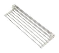 GENIYA Roll Up Dish Drying Rack, Over Sink Multipurpose Rack, 17.6" x 9.3" Stainless Steel Foldable Dish Drainer, White