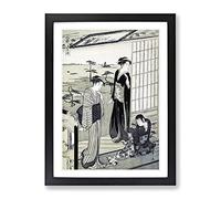 Genji In Exile At Suma By Chobunsai Eishi Asian Japanese Framed Print | A4 Black Framed Wall Art | Ready to Hang | Asian Nature Picture | Living Room Bedroom Lounge Office