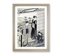 Genji In Exile At Suma By Chobunsai Eishi Asian Japanese Framed Print | A4 Oak Framed Wall Art | Ready to Hang | Asian Nature Picture | Living Room Bedroom Lounge Office