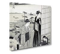 Genji in Exile at Suma by Chobunsai Eishi Canvas Print | Gallery Wrapped 30mm Frame Wall Art | 20x20 inches | Ready to Hang | Modern Picture | Living Room Bedroom Lounge Office