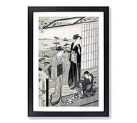 Genji in Exile at Suma by Chobunsai Eishi Framed Print | A2 Black Framed Wall Art | Ready to Hang | Modern Nature Picture | Living Room Bedroom Lounge Office